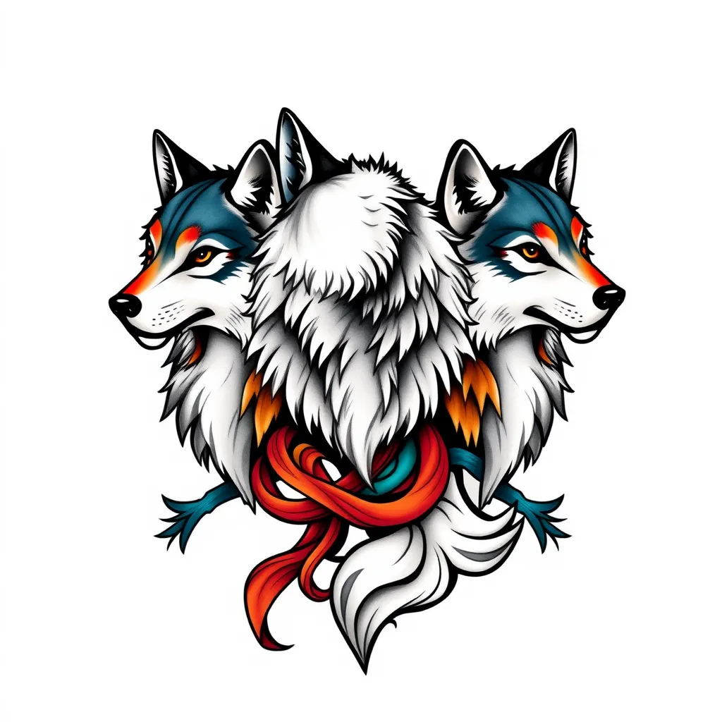 Three wolf tatuaggio