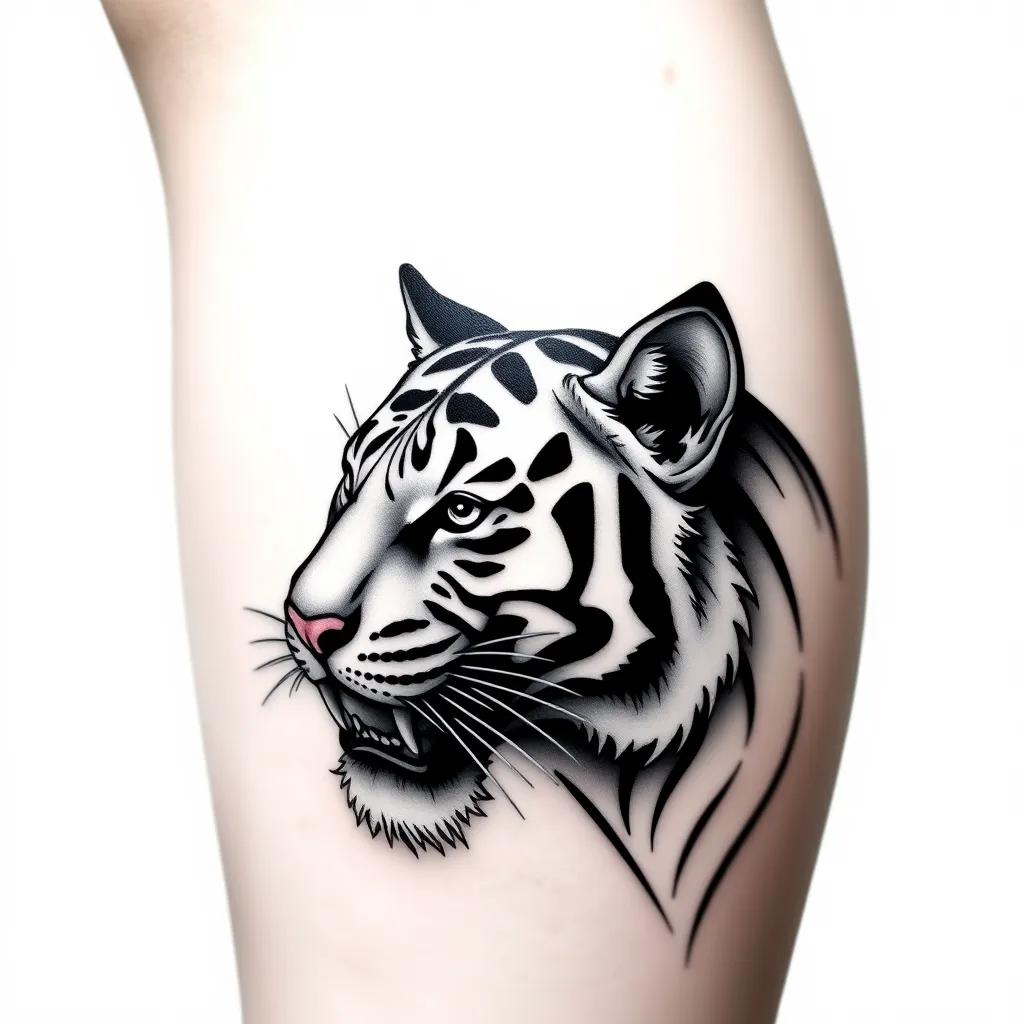 Tiger tattoo on leg tattoo