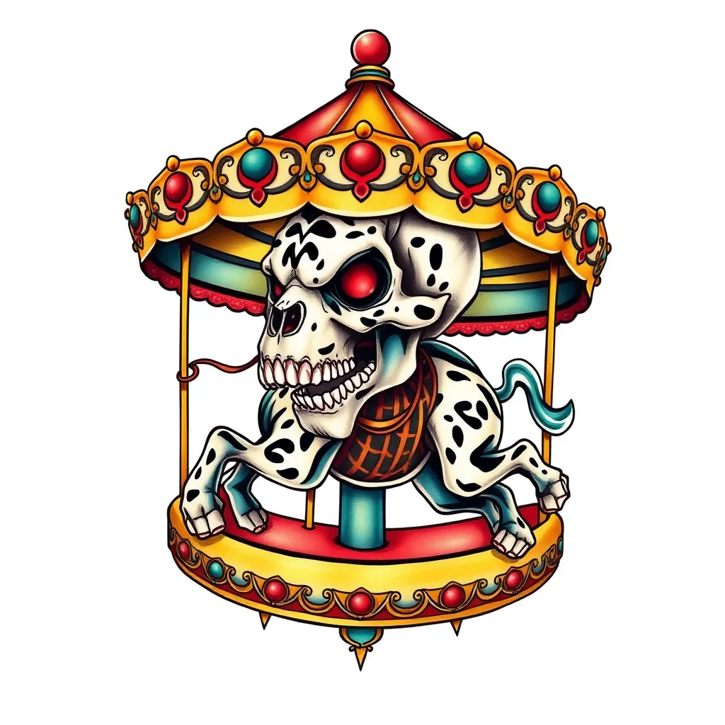 tigridia skull on the merry-go-round tattoo