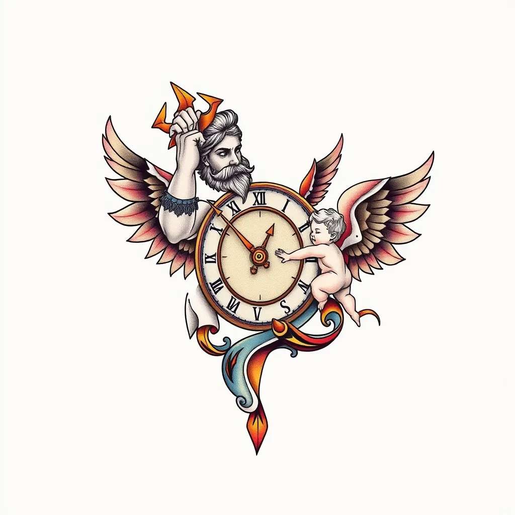 time god chronos clipping cupids wings  tatuointi