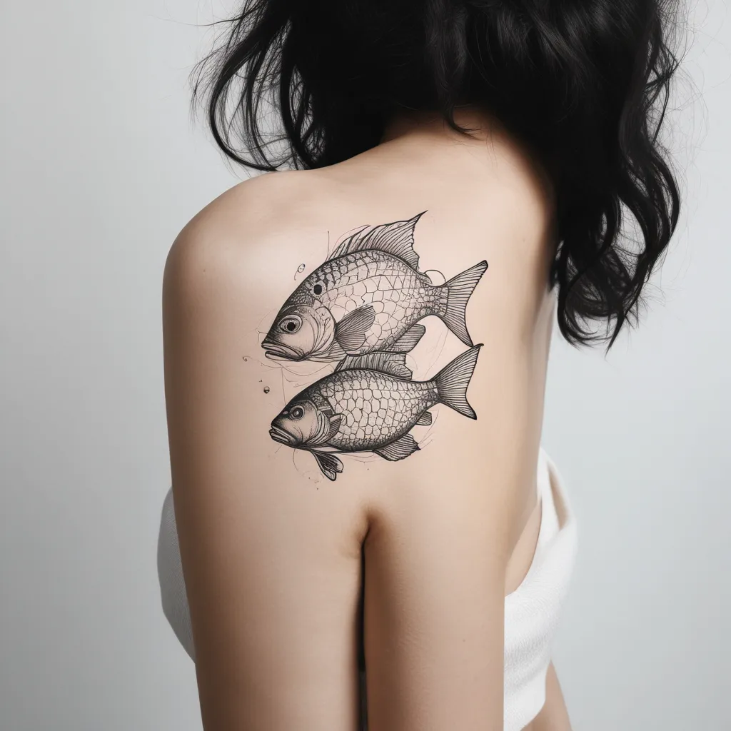 too fishes like yīn yáng tatuagem