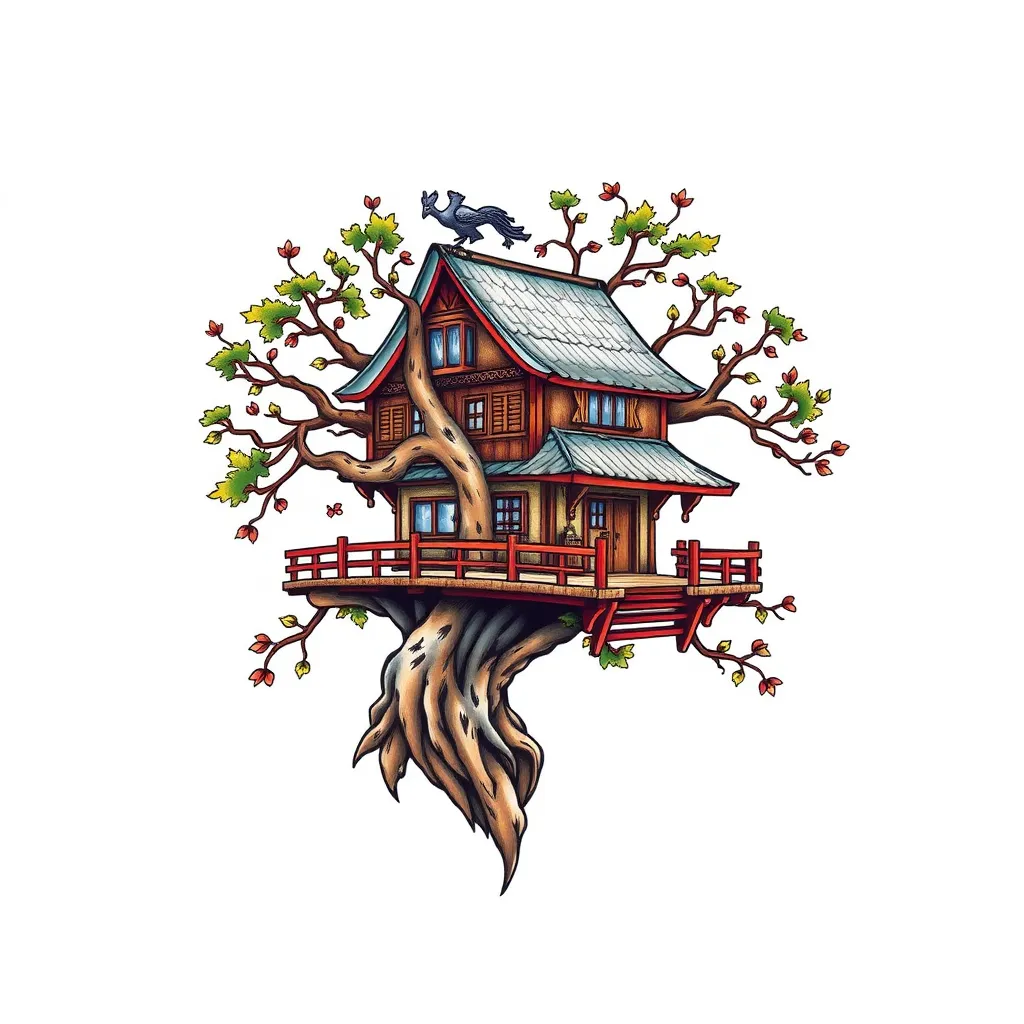 tree house, bridge tattoo