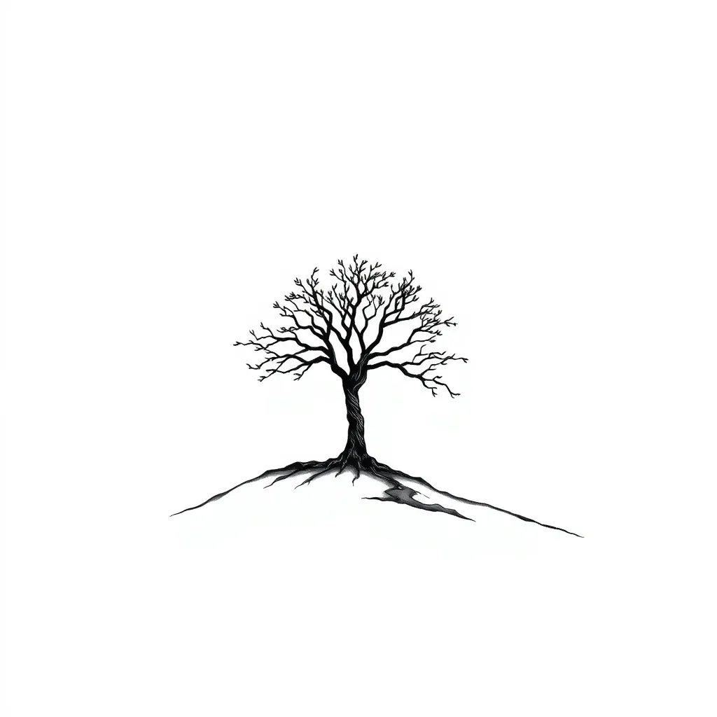 Tree on a hill tatouage