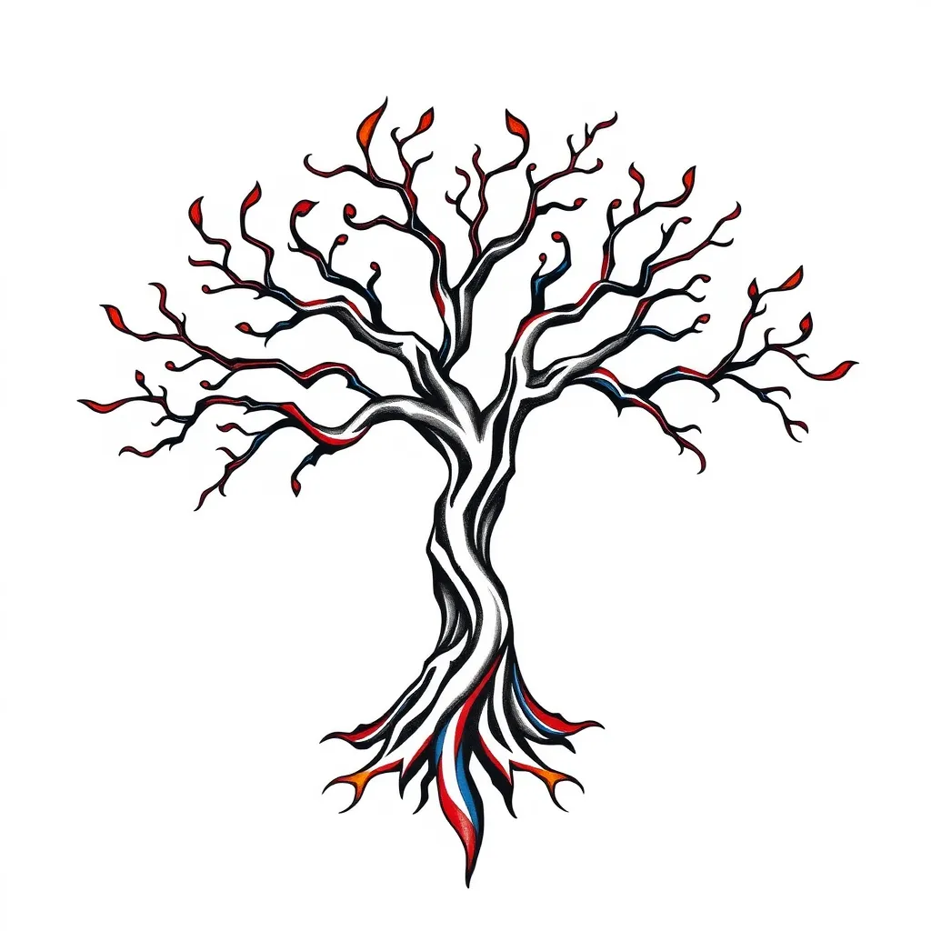 arbre à trois branche tribal tatuaggio