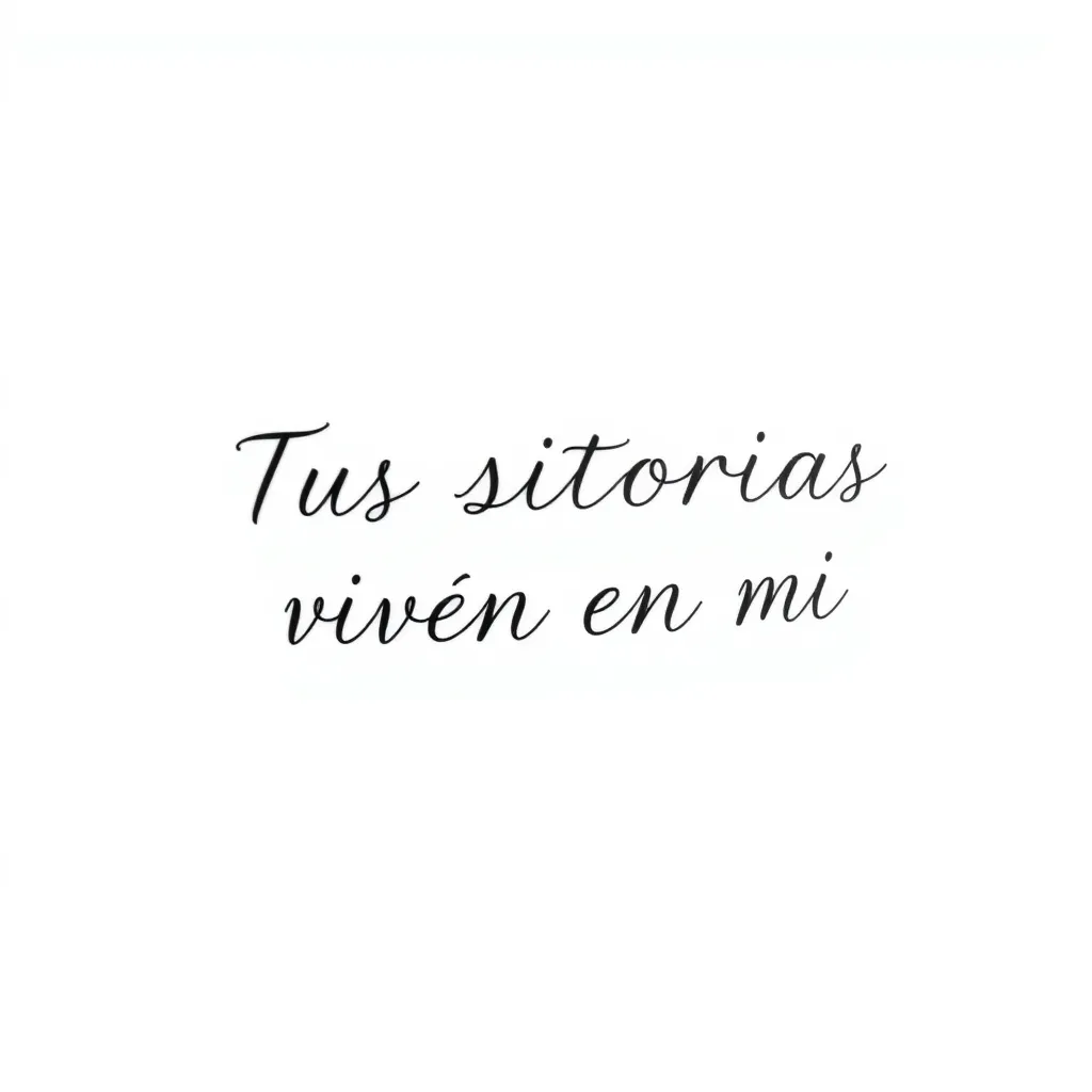 frase que ponga "tus historias viven en mi" sin flechas ni nada parecido, lo maximo un corazon. y que la frase sea en español. tattoo