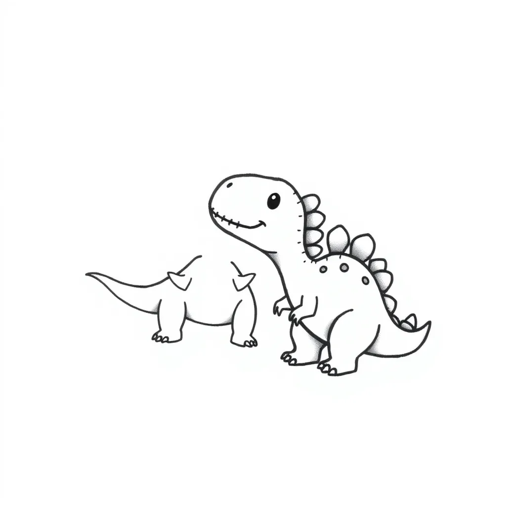 two cute dinosaurs tatoeage