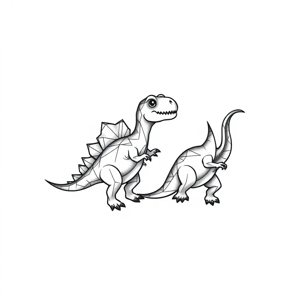 two cute dinosaurs 문신