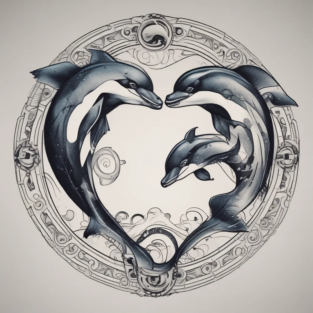 two orcas in yin and yang position tatuaggio