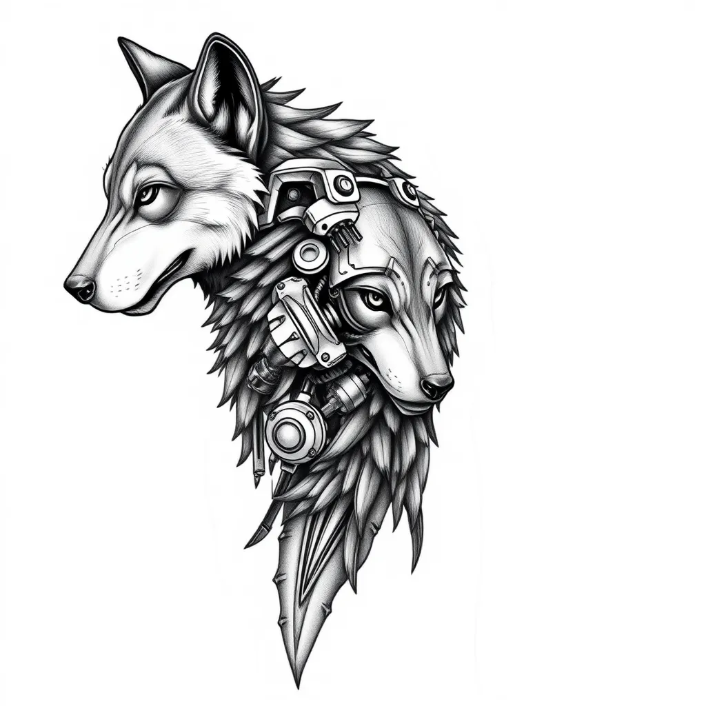 Two Wolfs family's faithful shoulder  tatouage