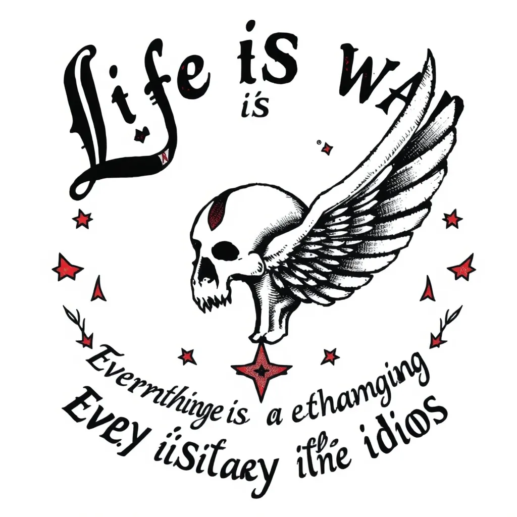 用“ Leben ist Krieg”和“Tout est changeant, l'impossible n'existe que dans le dictionnaire des idiots.”这两句话作为纹身图案。 tatuointi