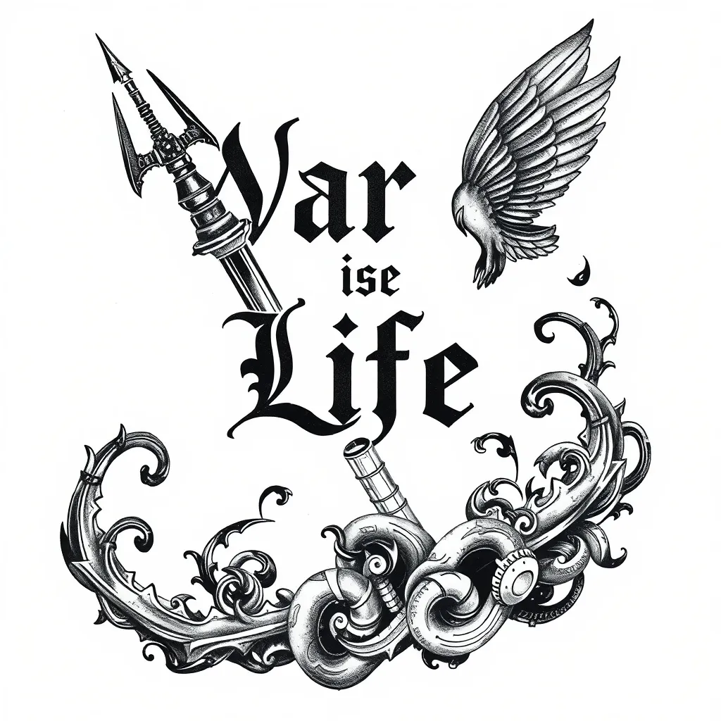 用“Krieg ist Leben”和“Tout est changeant, l'impossible n'existe que dans le dictionnaire des idiots.”这两句话作为纹身图案。 tatuointi