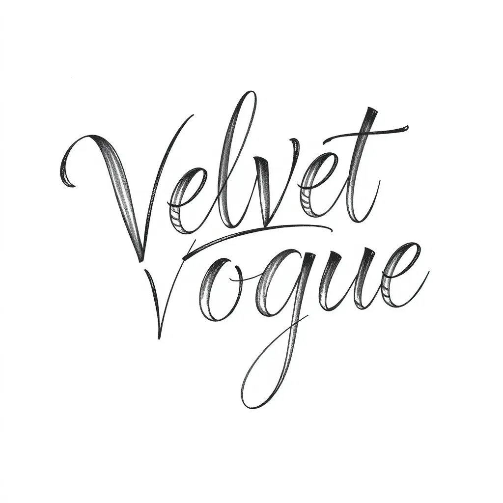 Velvet Vogue字母，少女风格，苗条 टैटू