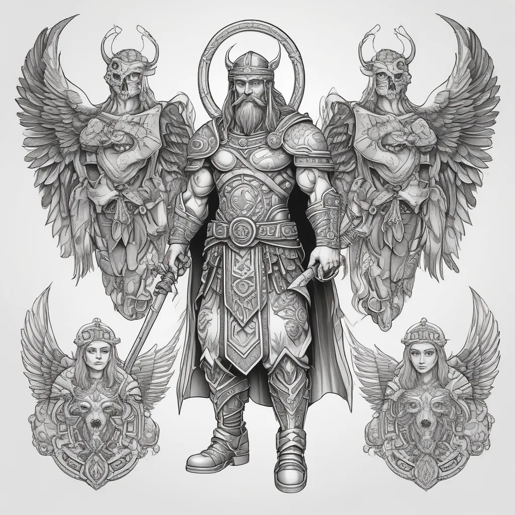 Viking, soldier, angel 문신