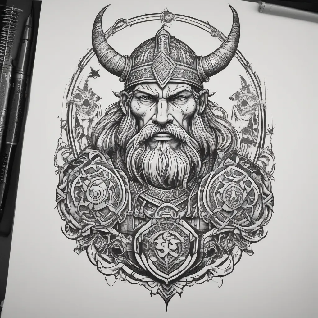 viking with berd gamer tatouage