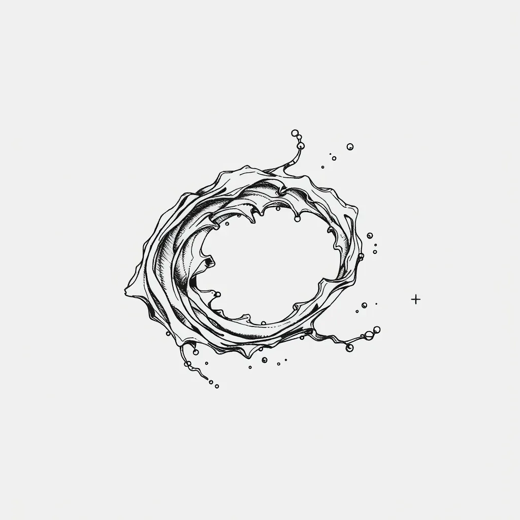 水流曲线，大面积，虚实结合 tatoeage