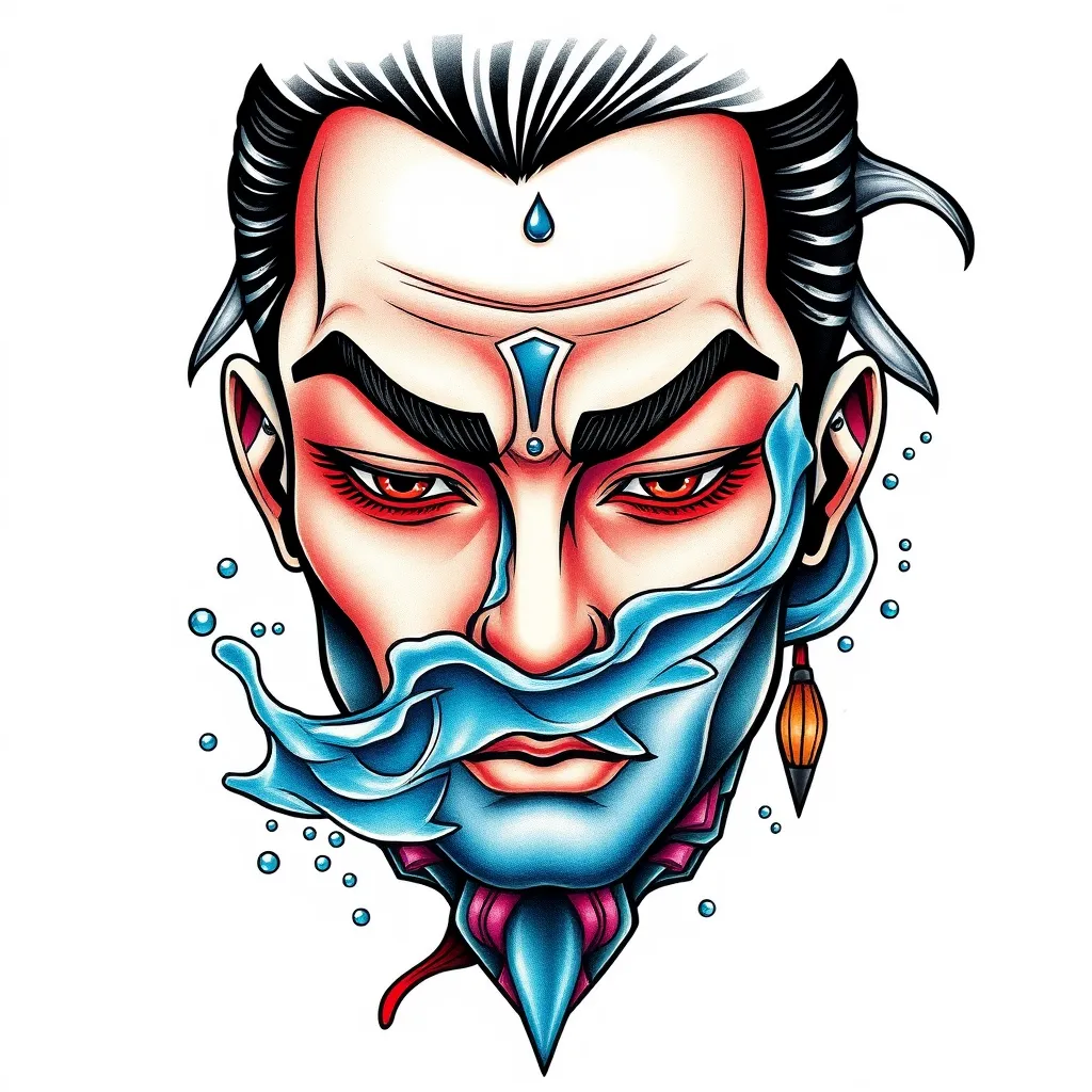 water on face tattoo