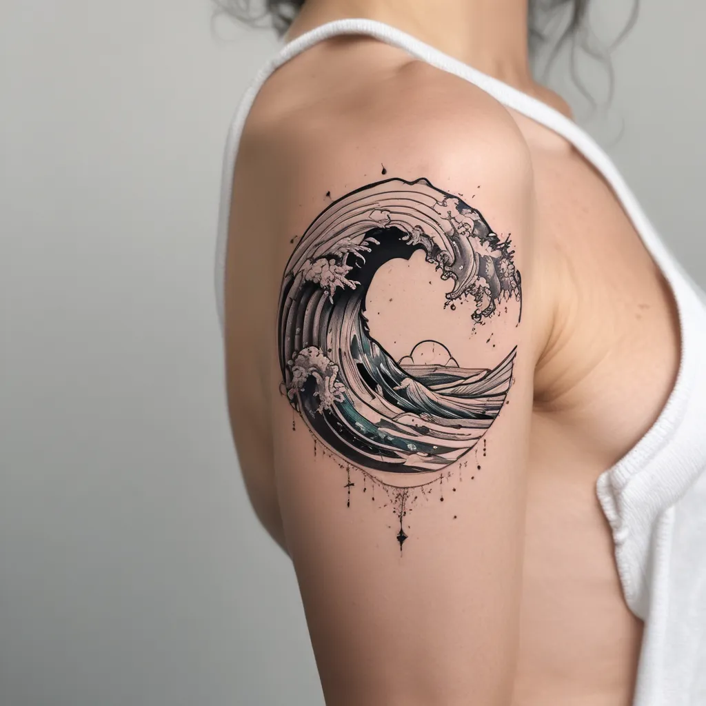 Wave crashing tatuaggio