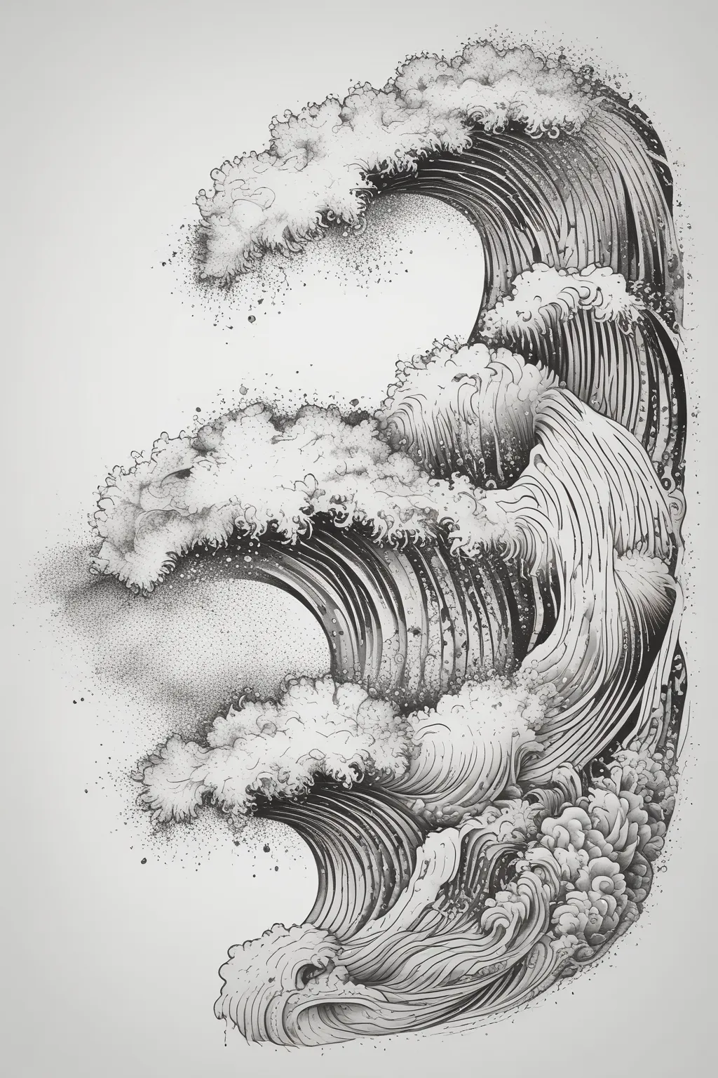 Waves crashing tatuaggio