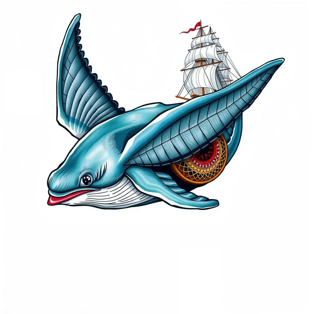 鲸鱼 帆船 燕子 tattoo