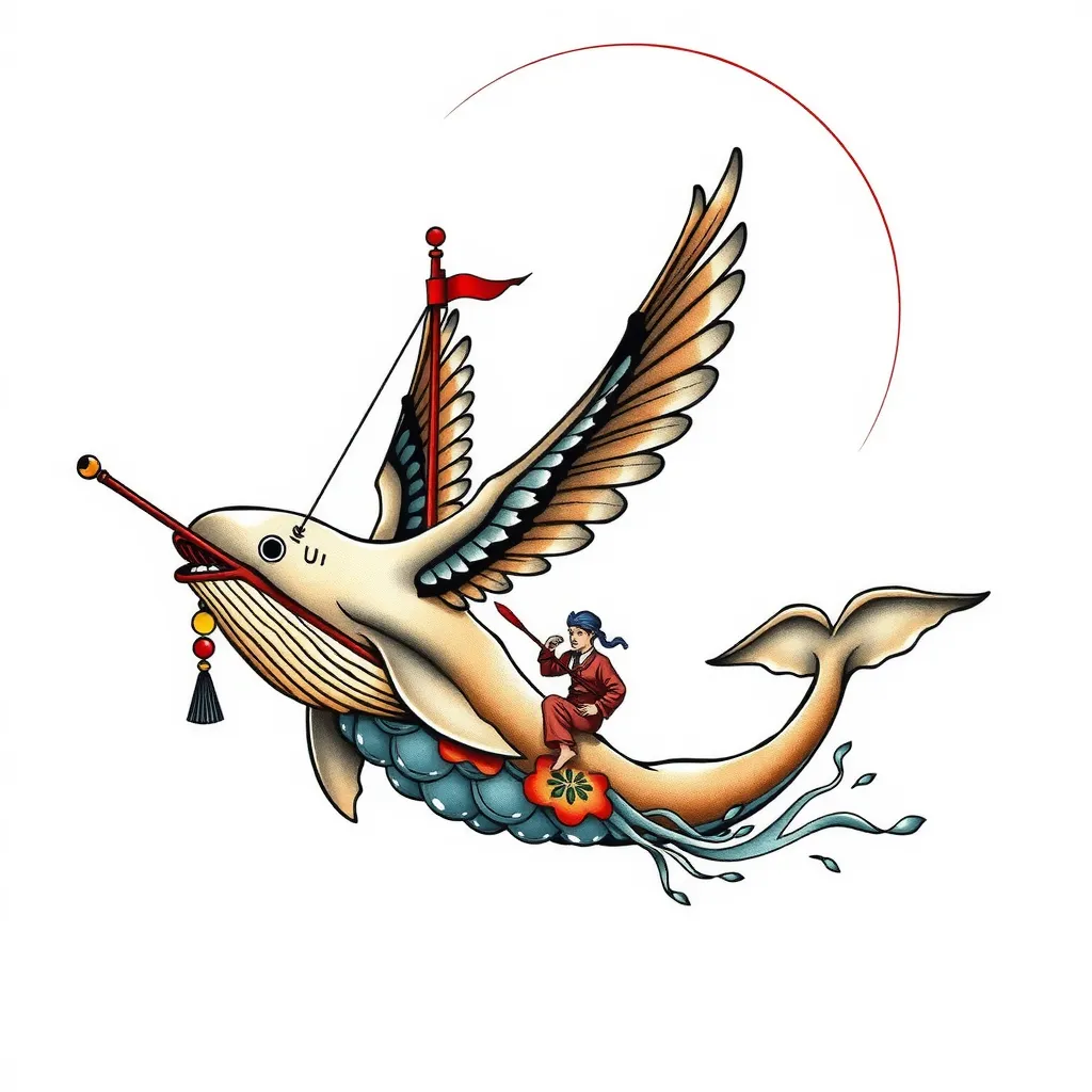 鲸鱼 燕子 帆船 太极 tattoo