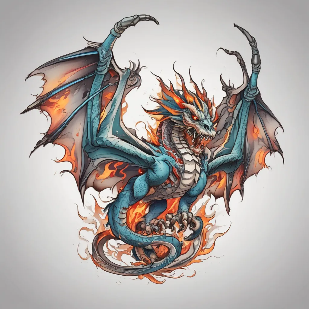 wings wind fire dragon tattoo
