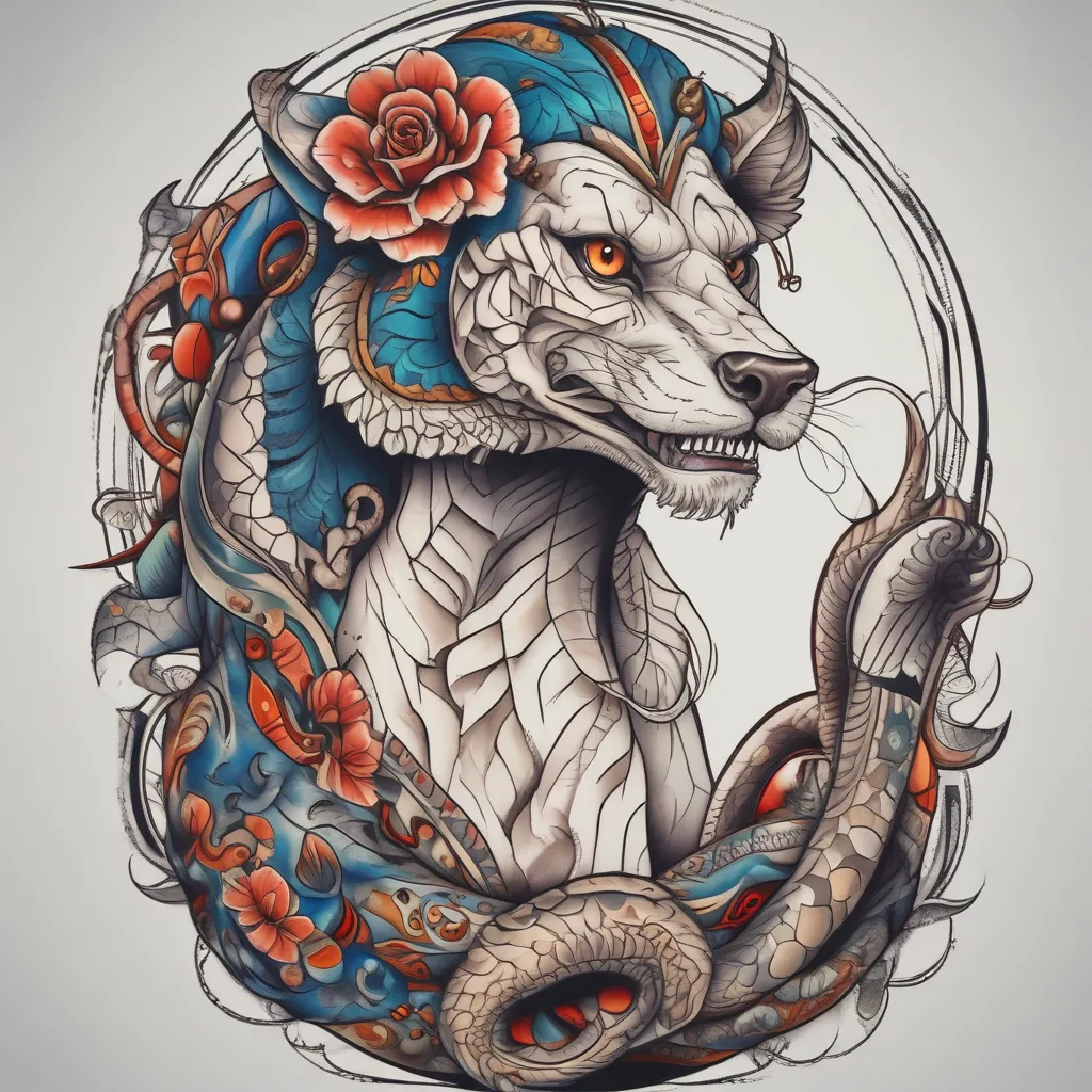 wofl and snake tatuaje