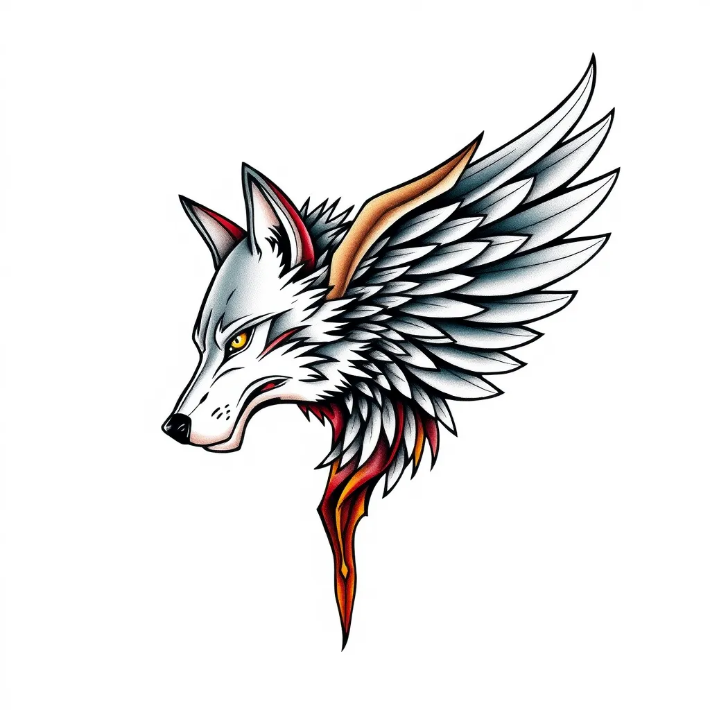 wolf angle god wing tattoo