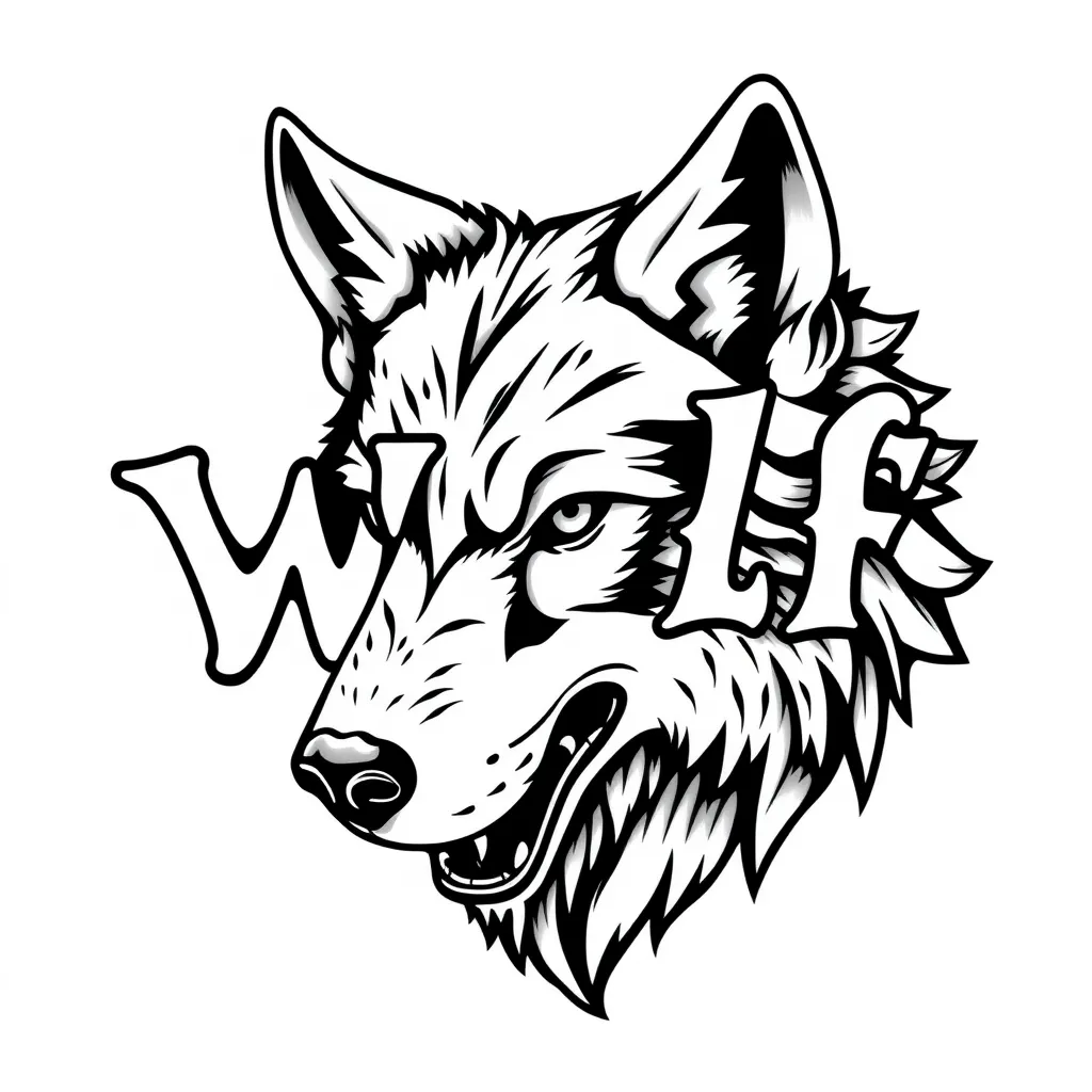 Wolf als text tatuaje