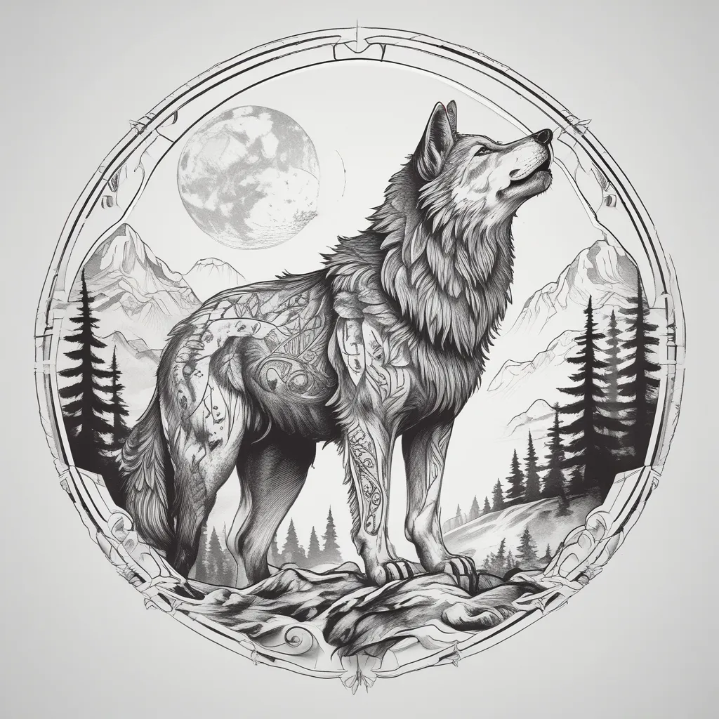 wolf howling tatuaje