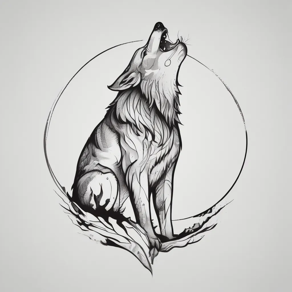 wolf howling tatoeage