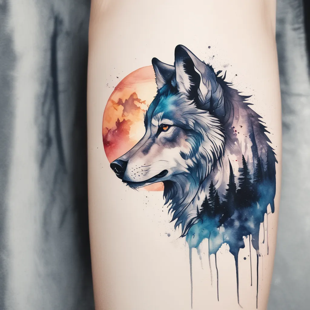 wolf howling tatouage