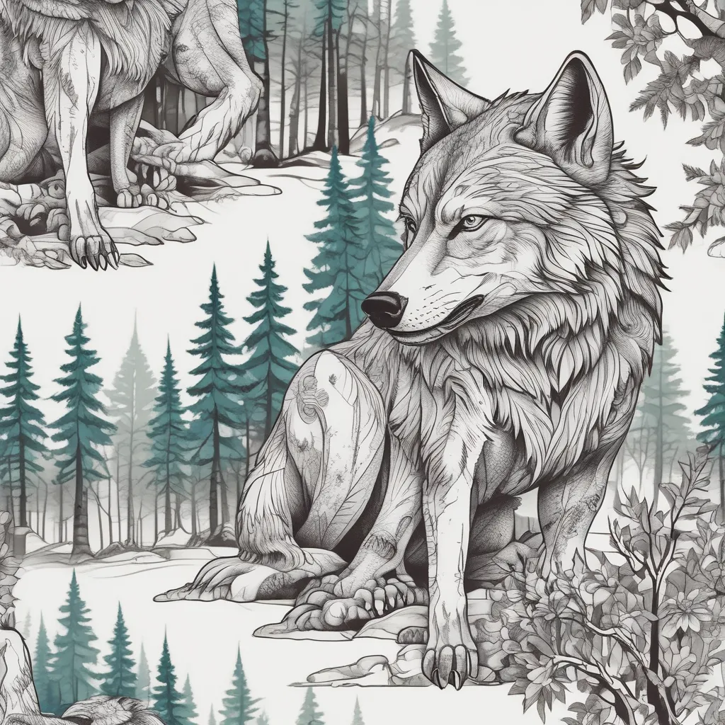 Wolf in the woods  tatuering