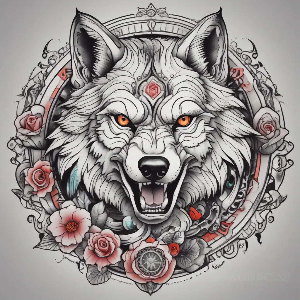 Wolf kamikaze  tatuering