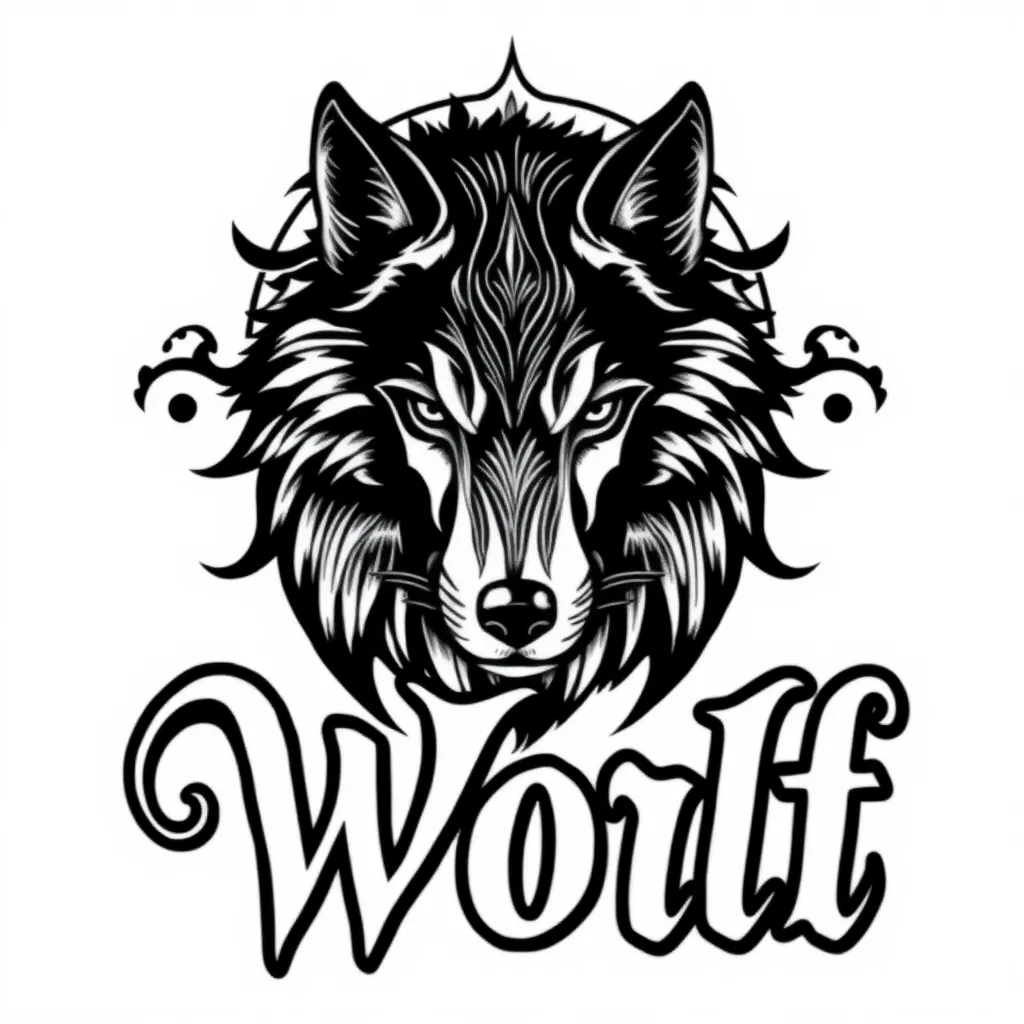 Wolf, napkin, lettering tetování