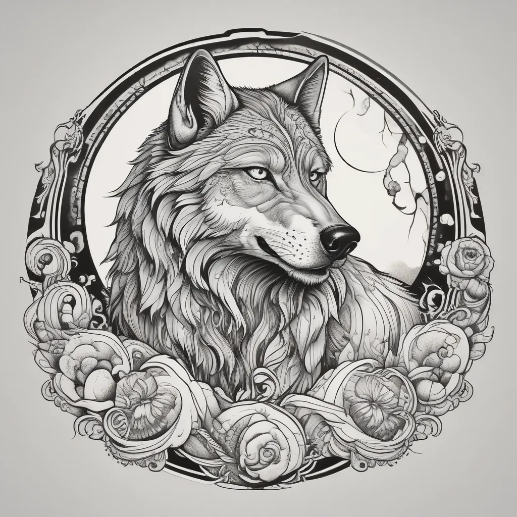 wolf on the moon tatuaggio