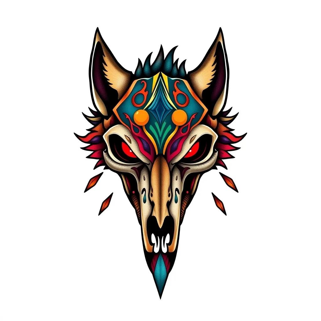 wolf skull tatuointi