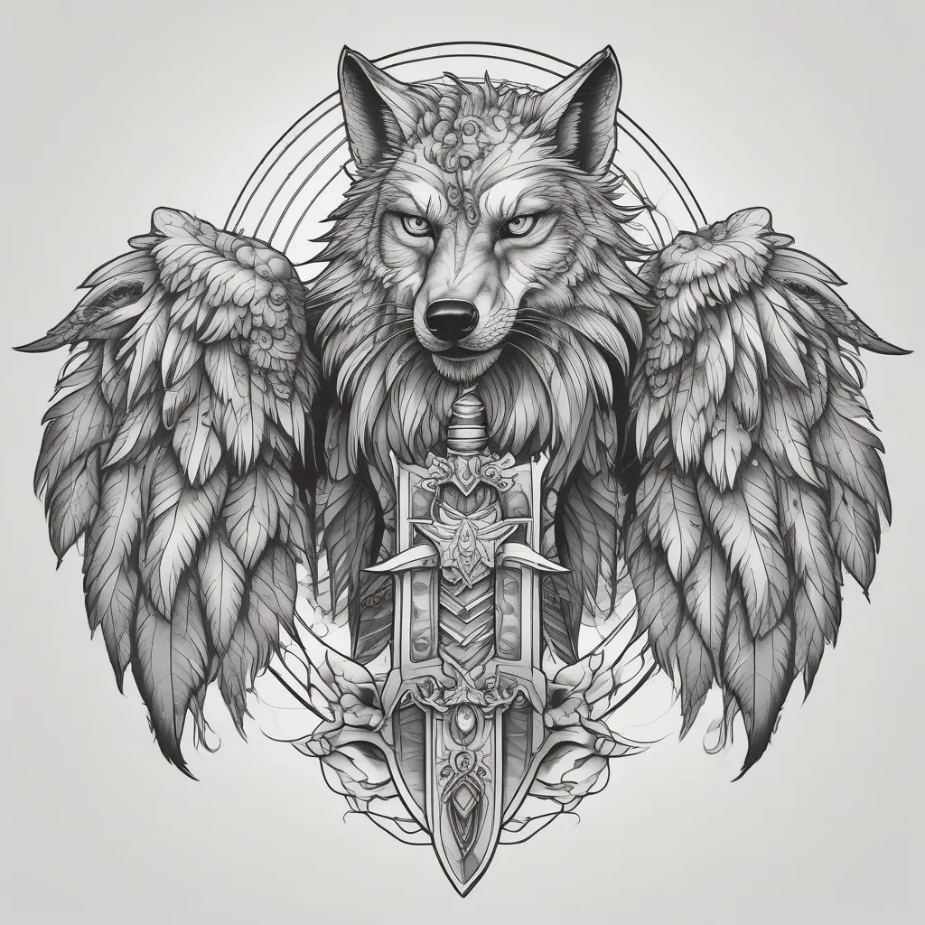 wolf sword eagle tattoo