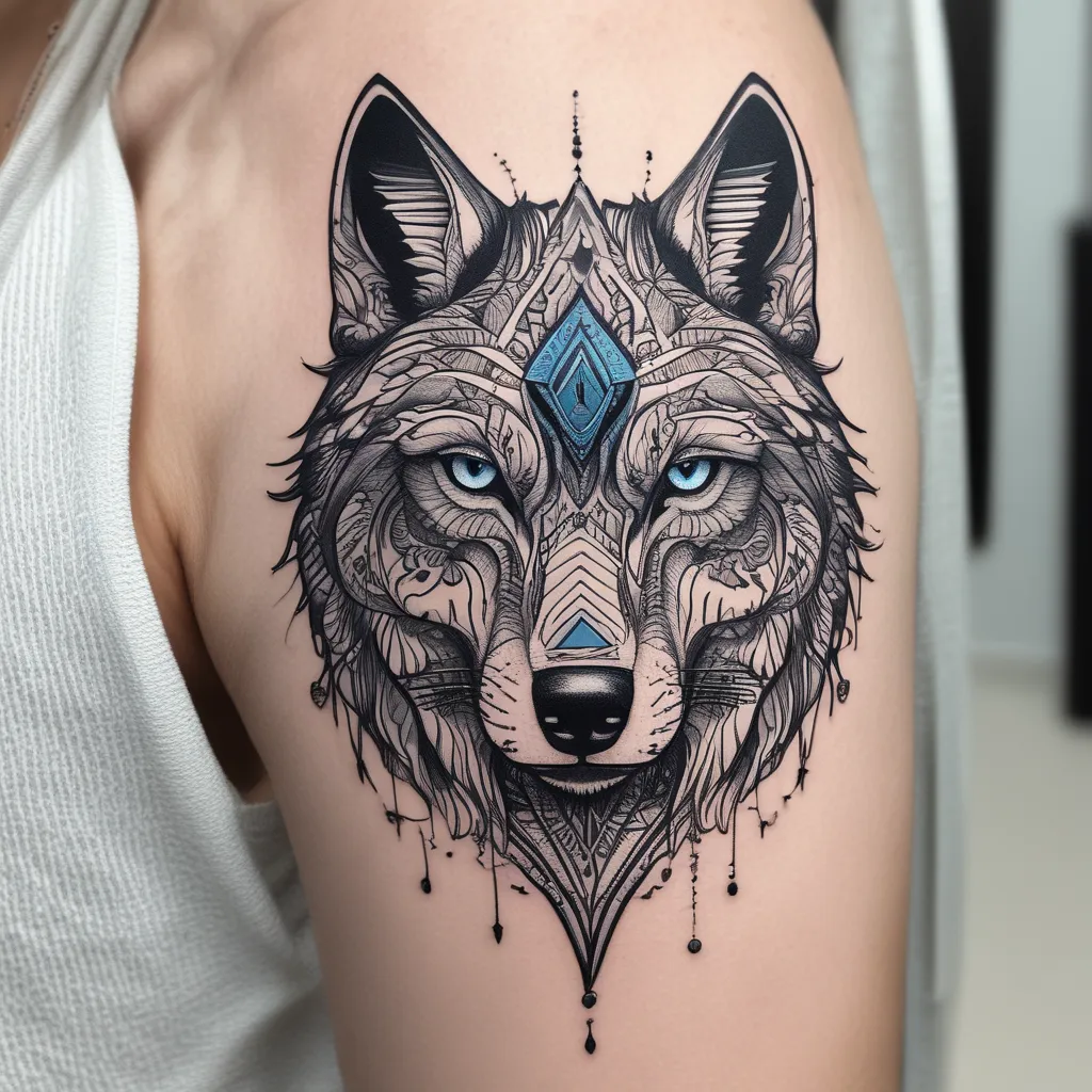 Wolf with BLUE eyes tatoeage