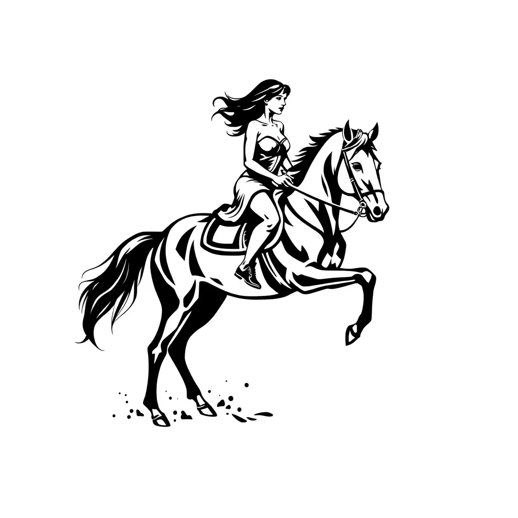 Woman on a horse  tatoeage