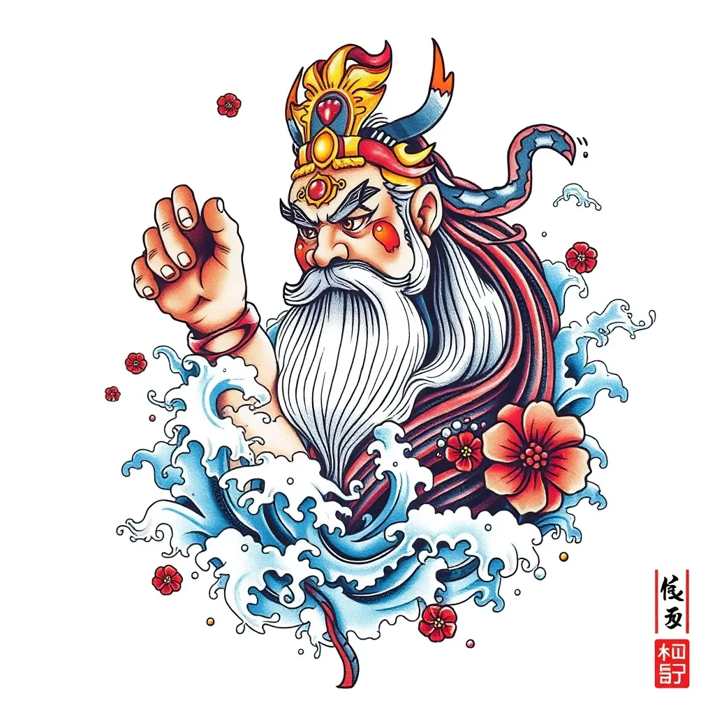 赵公明 周围有水元素 tatuaje