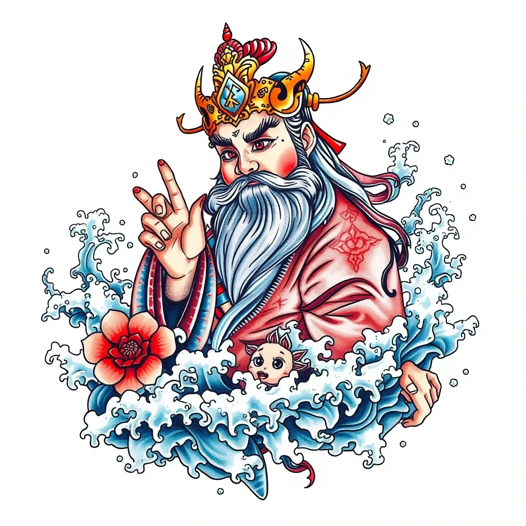 赵公明 周围有水元素 문신