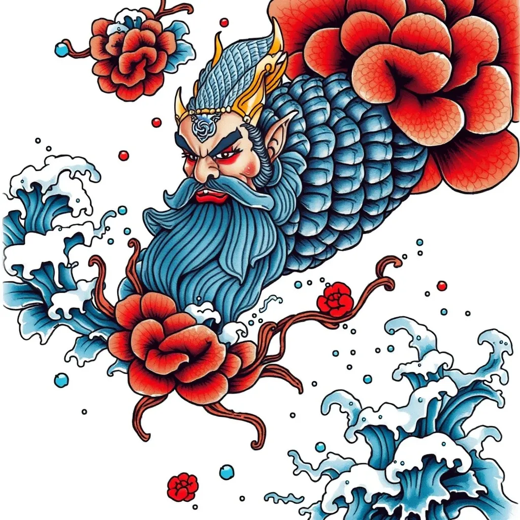  赵公明 周围有水元素包围 татуировка