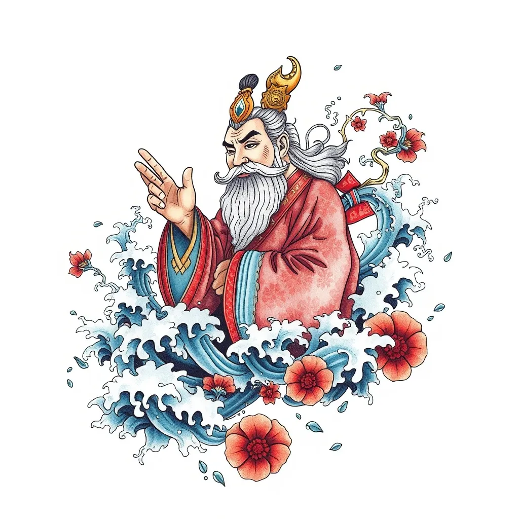  赵公明 周围有水元素 纹身