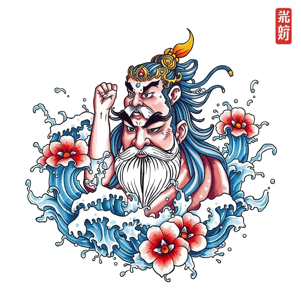  赵公明 周围有水元素包围 татуировка