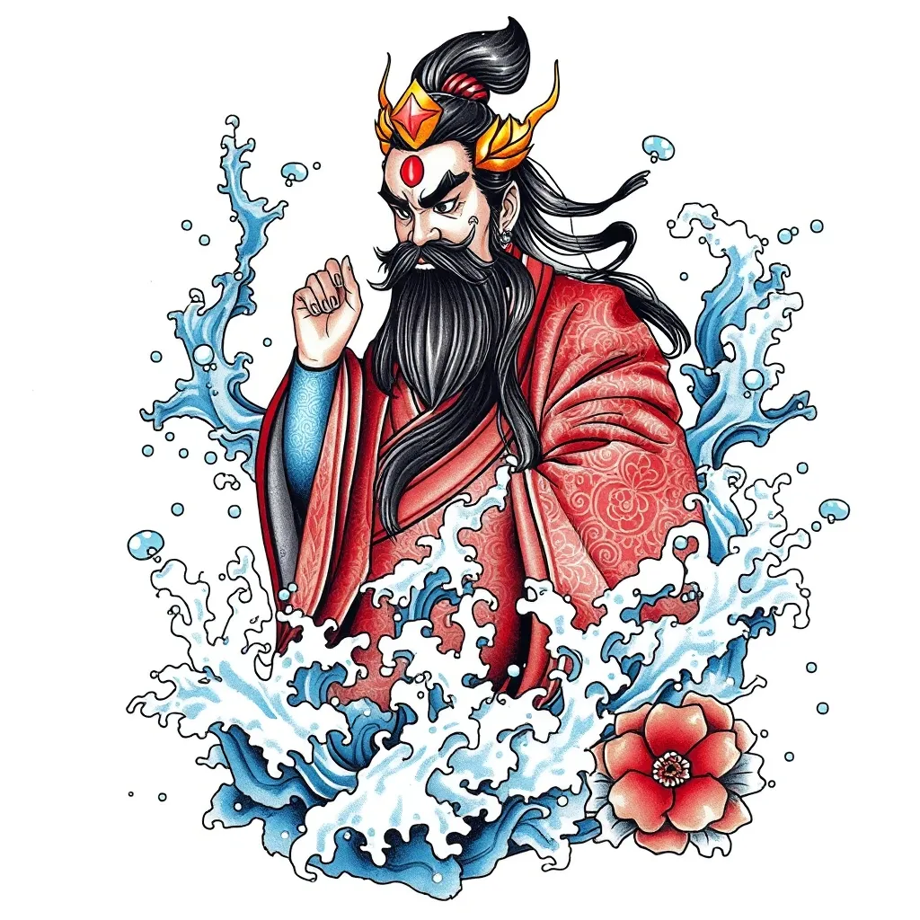  赵公明 周围有水元素 不要花 tatoeage