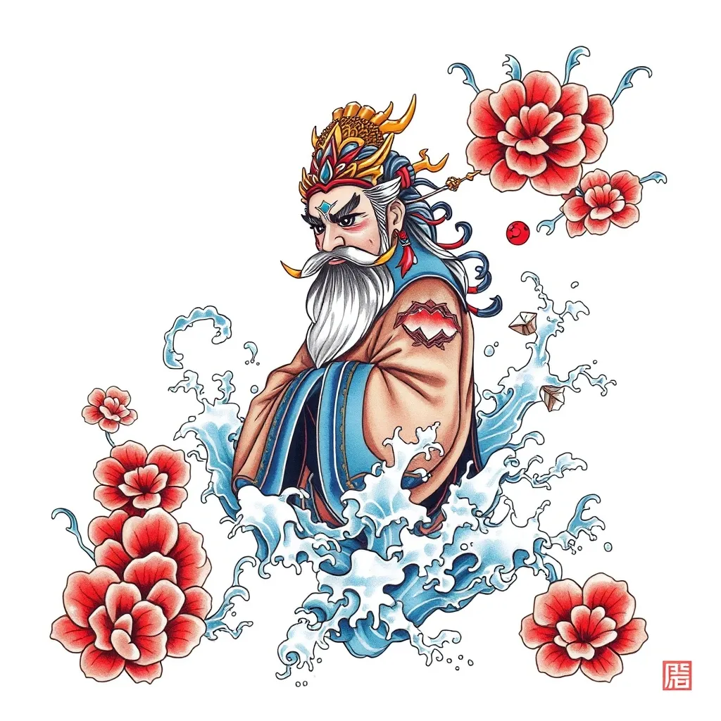 赵公明 周围有水元素 문신