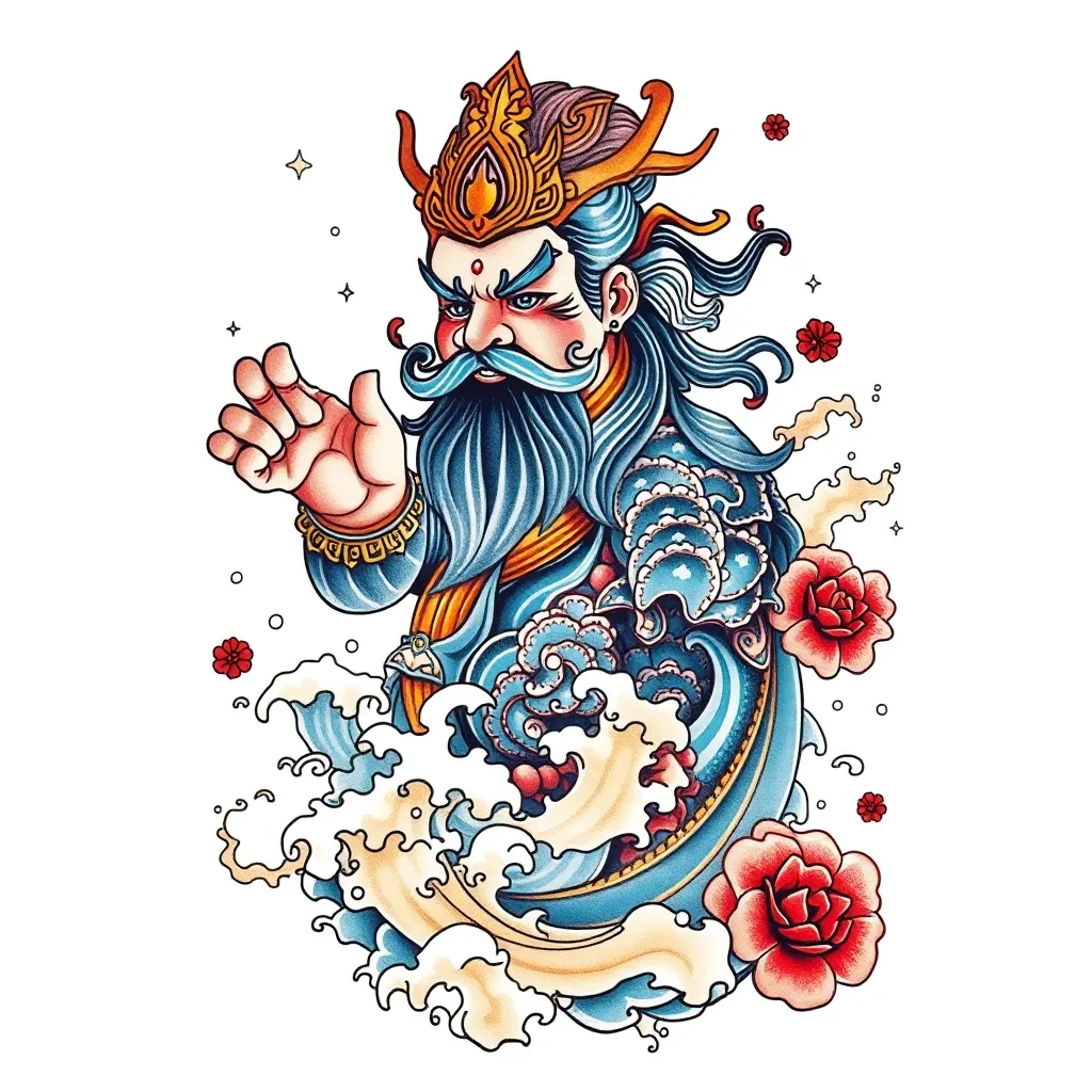 赵公明 周围有水元素 tatuering