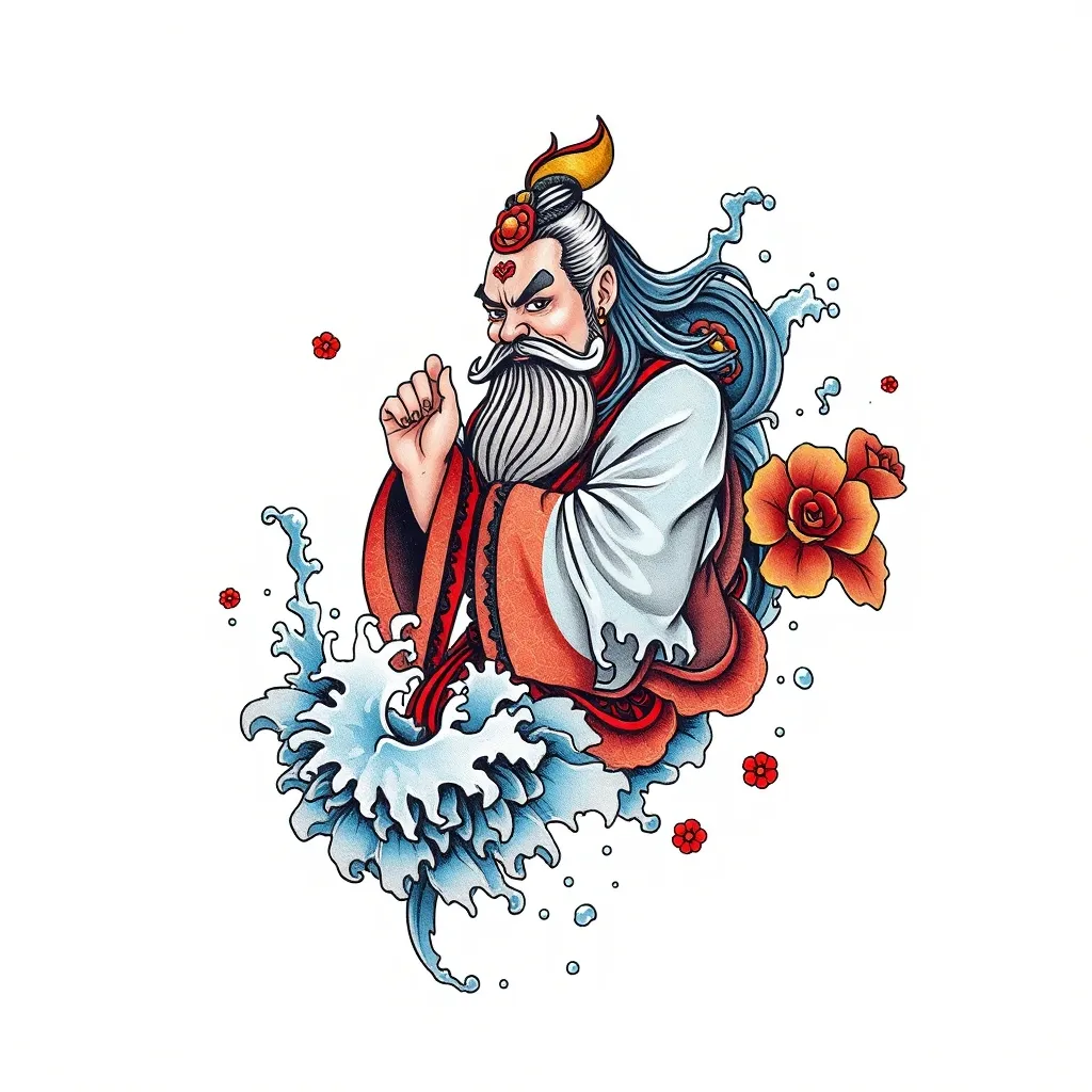赵公明 周围有水元素 tatuering