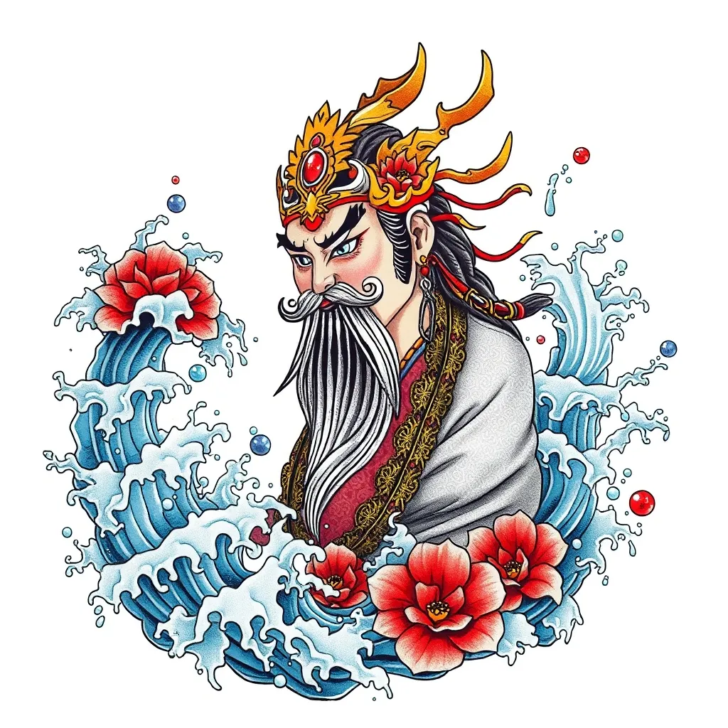  赵公明 周围有水元素  tatoeage