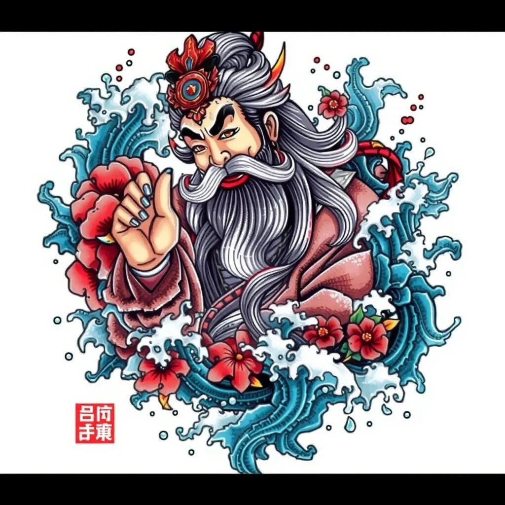 赵公明  周围有水元素 τατουάζ